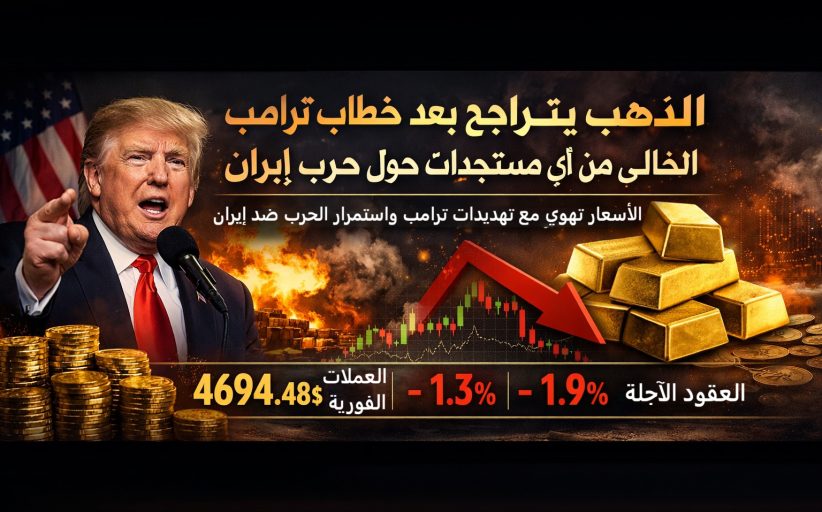 تراجع الذهب بعد خطاب ترامب الخالي من أي مستجدات حول حرب إيران